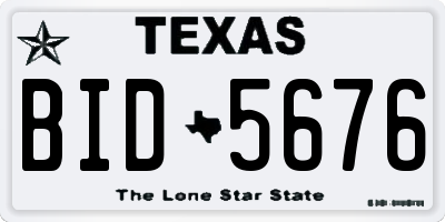 TX license plate BID5676