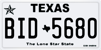 TX license plate BID5680