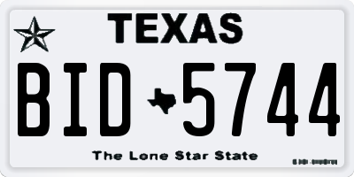 TX license plate BID5744