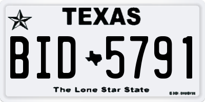 TX license plate BID5791