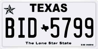 TX license plate BID5799