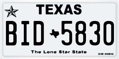 TX license plate BID5830