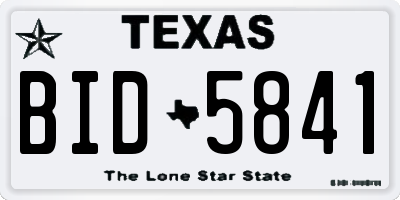 TX license plate BID5841