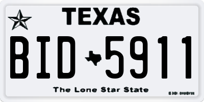 TX license plate BID5911