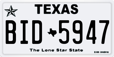 TX license plate BID5947