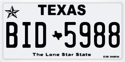TX license plate BID5988