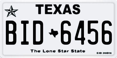 TX license plate BID6456