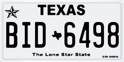 TX license plate BID6498