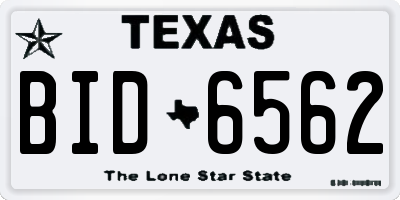 TX license plate BID6562