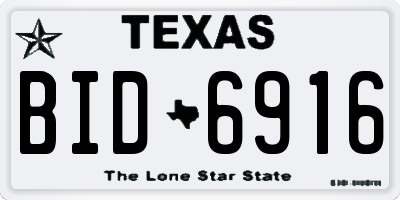 TX license plate BID6916