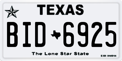 TX license plate BID6925