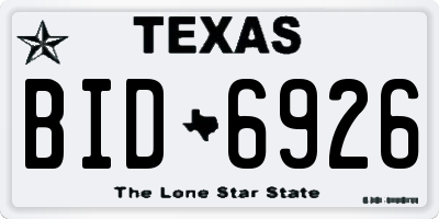 TX license plate BID6926