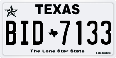 TX license plate BID7133