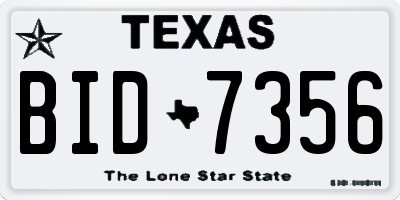 TX license plate BID7356