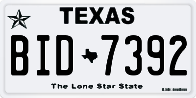 TX license plate BID7392