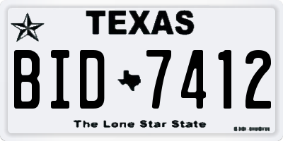 TX license plate BID7412