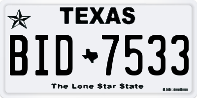 TX license plate BID7533