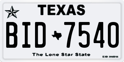 TX license plate BID7540