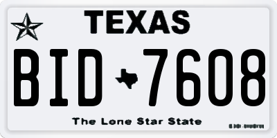 TX license plate BID7608