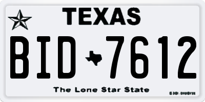TX license plate BID7612