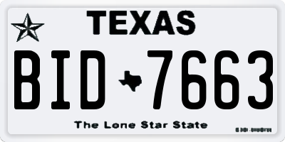 TX license plate BID7663