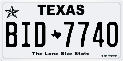TX license plate BID7740