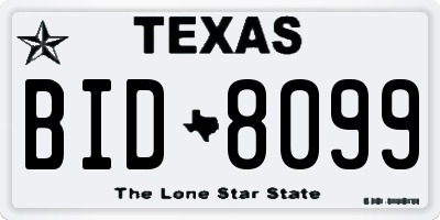TX license plate BID8099