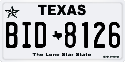 TX license plate BID8126