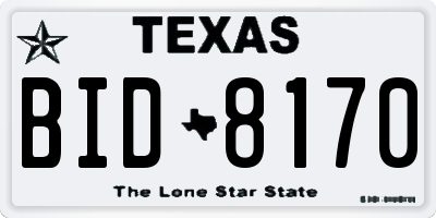 TX license plate BID8170