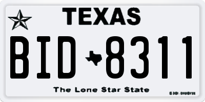 TX license plate BID8311