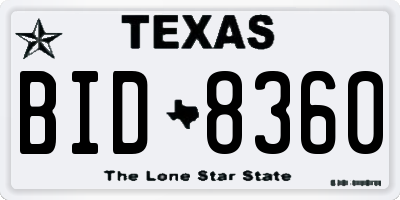 TX license plate BID8360