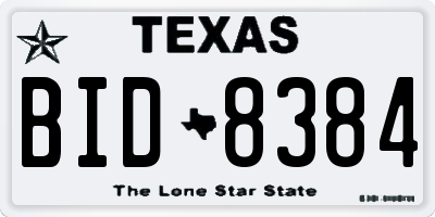 TX license plate BID8384