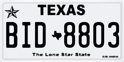 TX license plate BID8803