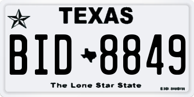 TX license plate BID8849