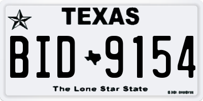 TX license plate BID9154
