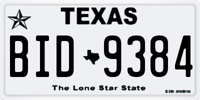 TX license plate BID9384
