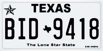TX license plate BID9418