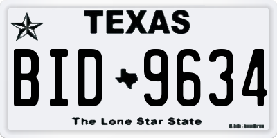 TX license plate BID9634