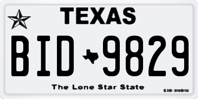 TX license plate BID9829