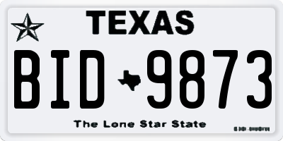 TX license plate BID9873