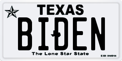 TX license plate BIDEN
