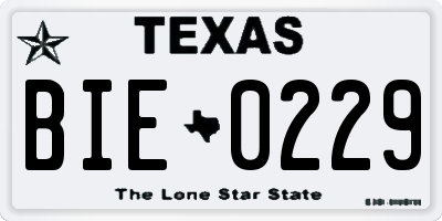 TX license plate BIE0229