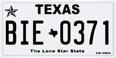 TX license plate BIE0371