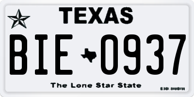 TX license plate BIE0937