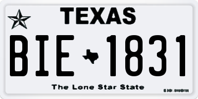 TX license plate BIE1831
