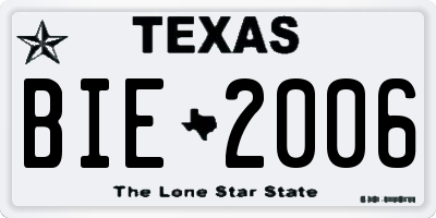 TX license plate BIE2006