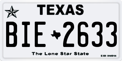 TX license plate BIE2633