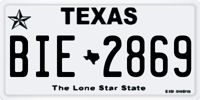 TX license plate BIE2869