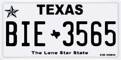 TX license plate BIE3565