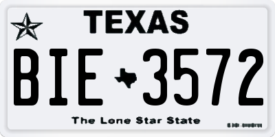 TX license plate BIE3572